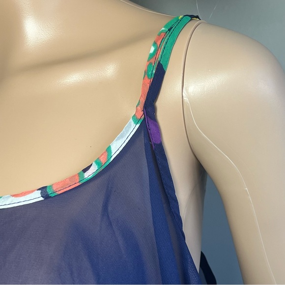 Soprano Sheer Navy Colorful Tank Small - Picture 4 of 8